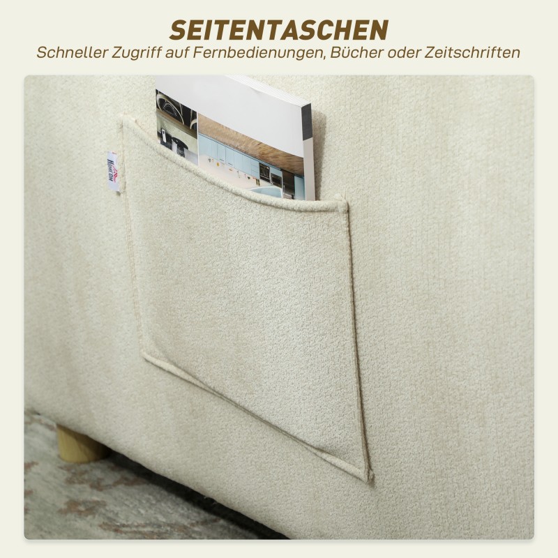 3-in-1 lepotuoli vuodesohva olohuoneeseen, chenille, 67x181 cm, creme