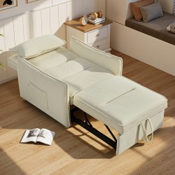 3-in-1 lepotuoli vuodesohva olohuoneeseen, chenille, 67x181 cm, creme