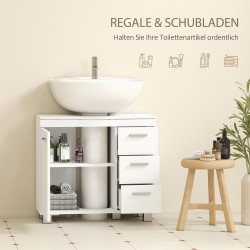 Allaskaappi pesualtaan alle, jalalliselle altaalle, MDF, 70 x 30 x 64 cm, valkoinen