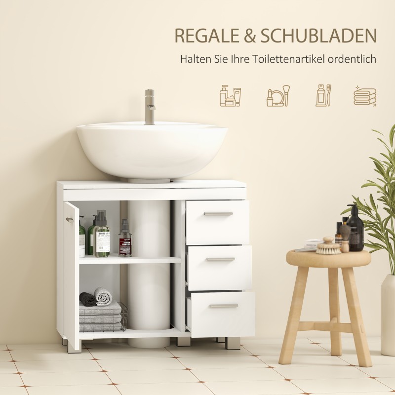 Allaskaappi pesualtaan alle, jalalliselle altaalle, MDF, 70 x 30 x 64 cm, valkoinen