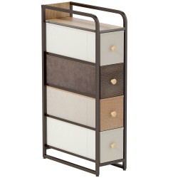 Kapea säilytyskaappi 4 kangaslaatikolla teräsrungolla 20 x 47 x 84 5 cm monivärinen