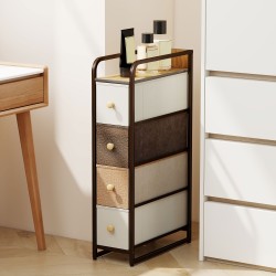 Kapea säilytyskaappi 4 kangaslaatikolla teräsrungolla 20 x 47 x 84,5 cm monivärinen