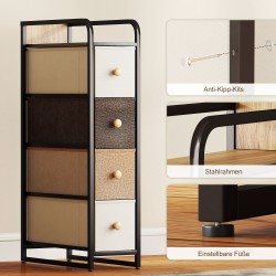 Kapea säilytyskaappi 4 kangaslaatikolla teräsrungolla 20 x 47 x 84,5 cm monivärinen