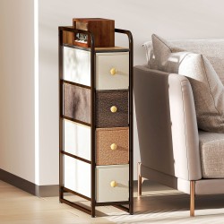 Kapea säilytyskaappi 4 kangaslaatikolla teräsrungolla 20 x 47 x 84,5 cm monivärinen