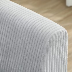 3-istuttava sohva olohuoneeseen, cord-tyylinen kangas, 188 cm, vaaleanharmaa