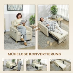 Vuodetuoli 3-in-1 olohuoneeseen, leveä istuin 60x180 cm, beige