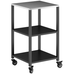 Grillipöytä tarjoiluvaunu ulkokäyttöön ruostumaton teräs ja metalli 3 tasoa 50 x 50 x 90 cm musta