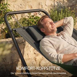 Riippusänky jalustalla ulko- ja sisäkäyttöön, metalli/polyesteri, 237 x 90 cm, tummanharmaa/musta, 150 kg