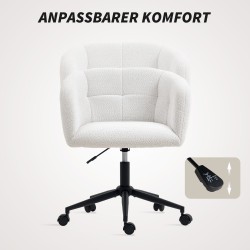 Työtuoli pehmustettu kylpyammeen mallinen selkänoja kangasverhoilu teräsjalusta kerma–musta