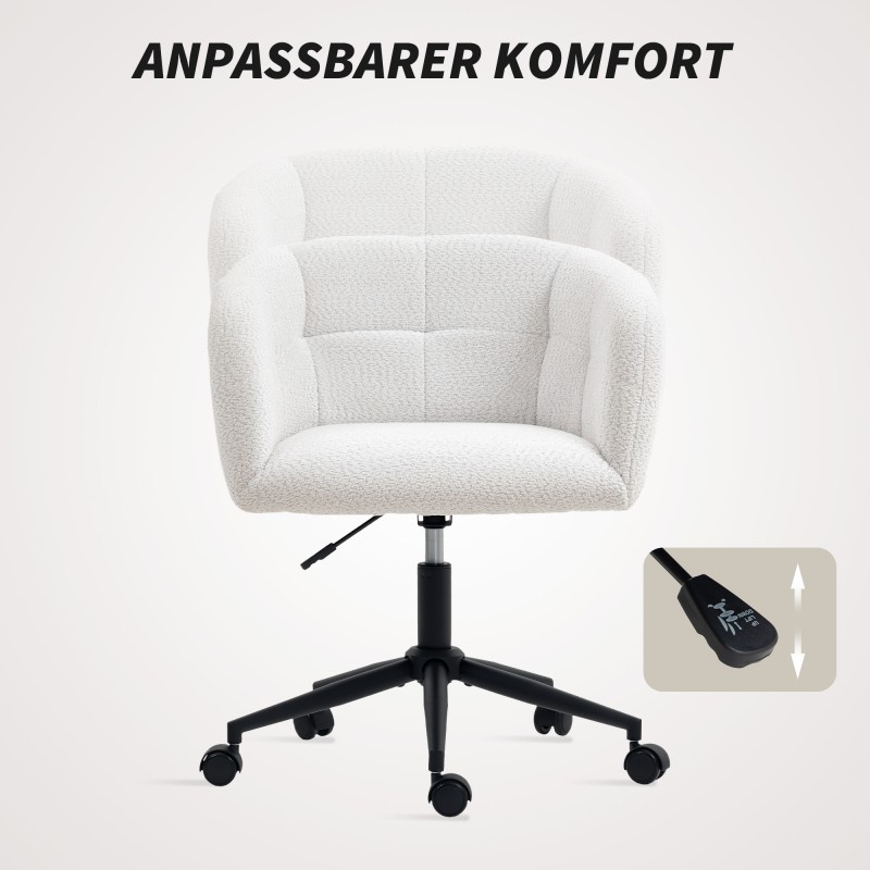 Työtuoli pehmustettu kylpyammeen mallinen selkänoja kangasverhoilu teräsjalusta kerma–musta