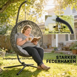 Riippuistuimen jalusta C-mallinen metallirunko 128x105x205 cm 150 kg musta