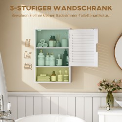 Kylpyhuoneen seinäkaappi MDF 40 x 20 x 60 cm, 1 ovi, säädettävät hyllyt, valkoinen