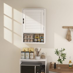 Kylpyhuoneen seinäkaappi MDF 40 x 20 x 60 cm, 1 ovi, säädettävät hyllyt, valkoinen