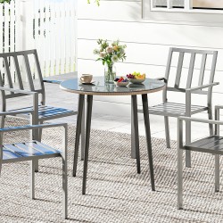 Ulkopöytä 4 hengelle teräsrunko karkaistu lasi polyrottinki 80 x 80 x 74 cm harmaa vaaleanruskea