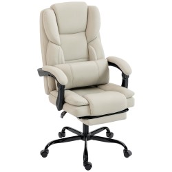 Työtuoli lemmikkiystävällinen keinonahka jalkatuki kallistuva ja korkeussäädettävä beige