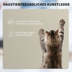 Työtuoli lemmikkiystävällinen keinonahka, jalkatuki, kallistuva ja korkeussäädettävä, beige