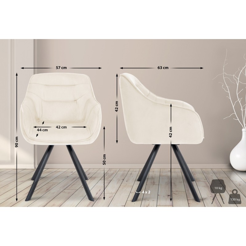 Ergonominen moderni ruokailutuoli sametti- tai kangasverhoilulla