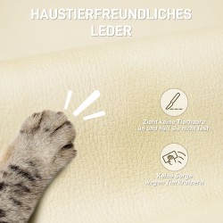 Ergonominen työtuoli jalkatuella, keinonahka, metallirunko, beige/musta, säädettävä ja pyörivä