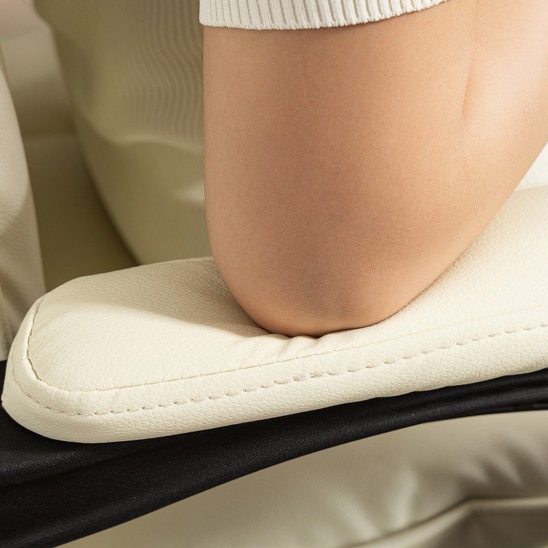 Ergonominen työtuoli jalkatuella, keinonahka, metallirunko, beige/musta, säädettävä ja pyörivä