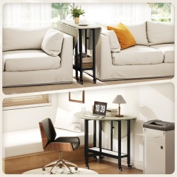 Taitettava keittiö- ja ruokapöytä pyörillä, avohylly, lastulevy ja teräs, 100 x 100 x 75 cm, luonnonpuu