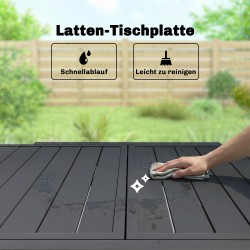 Jatkettava ulkoruokapöytä 80–160 x 80 cm 4–6 hengelle alumiini/teräs musta