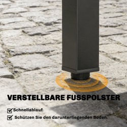 Jatkettava ulkoruokapöytä 80–160 x 80 cm 4–6 hengelle alumiini/teräs musta