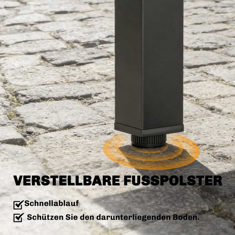 Jatkettava ulkoruokapöytä 80–160 x 80 cm 4–6 hengelle alumiini/teräs musta