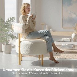 Nojatuoli sherpa-fleecellä ja metallijaloilla 67 x 67 x 71 cm kermanvalkoinen