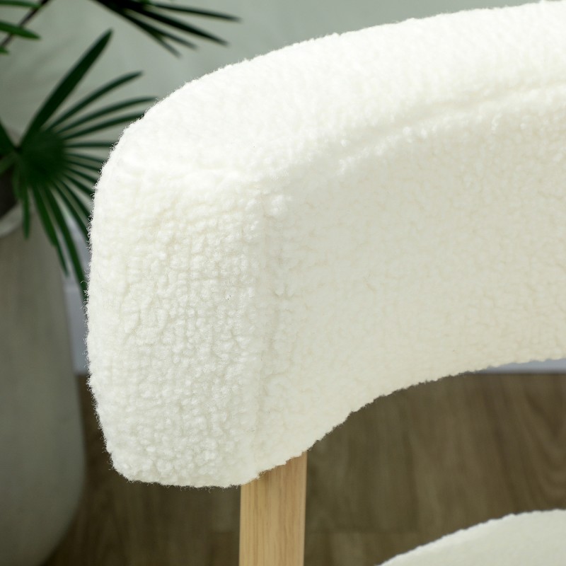 Nojatuoli sherpa-fleecellä ja metallijaloilla 67 x 67 x 71 cm kermanvalkoinen