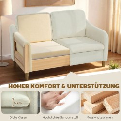 2-istuttava sohva sherpa-fleece -verhoilulla 137 cm, kermanvalkoinen