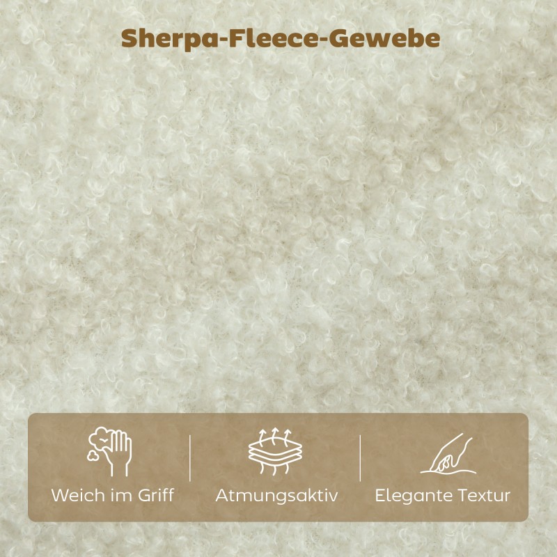 2-istuttava sohva sherpa-fleece -verhoilulla 137 cm, kermanvalkoinen