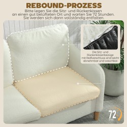 2-istuttava sohva sherpa-fleece -verhoilulla 137 cm, kermanvalkoinen