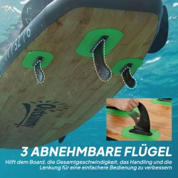 Ilmatäytteinen SUP-lautasetti 335 x 82 cm, 180 kg, kajakki-istuimella ja 2 säädettävällä melalla, ruskea/vihreä/keltainen