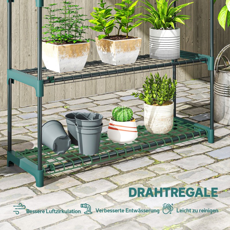 Kasviteline 2 kpl, 4-tasoinen, teräs, 90 x 28 x 104 cm, tummanvihreä, sisä- ja ulkokäyttöön