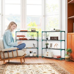 Kasviteline 2 kpl, 4-tasoinen, teräs, 90 x 28 x 104 cm, tummanvihreä, sisä- ja ulkokäyttöön