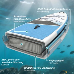 Ilmatäytteinen SUP-lautasetti 320 x 82 x 15 cm, kantavuus 160 kg, sininen