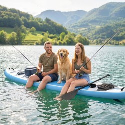 Ilmatäytteinen SUP-lautasetti 320 x 82 x 15 cm, kantavuus 160 kg, sininen