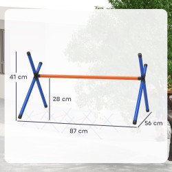 Koirien agilitysetti pienille koirille, 4 estettä, säädettävä korkeus, muovi, kantolaukulla, oranssi/sininen/musta