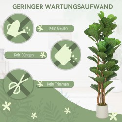 Tekoviululehtiviikuna puuvarrella ja ruukulla 150 cm 71 lehteä vihreä