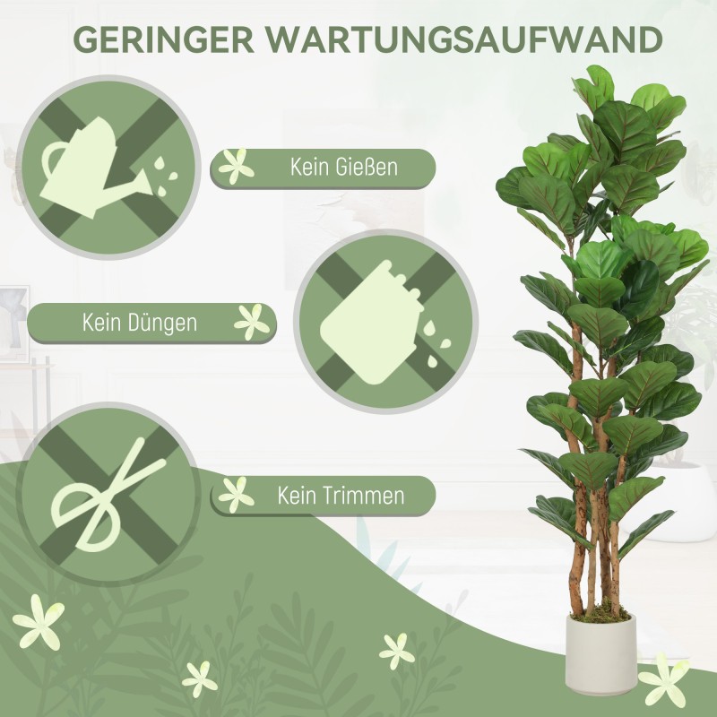 Tekoviululehtiviikuna puuvarrella ja ruukulla 150 cm 71 lehteä vihreä