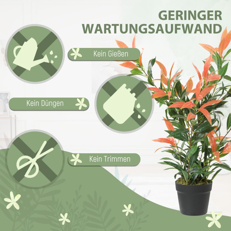 Keinotekoinen koristekasvi 90 cm, 300 lehteä, muovi, punavihreä