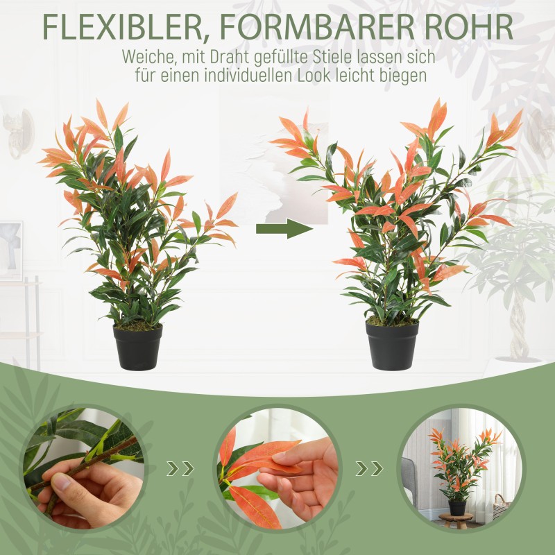 Keinotekoinen koristekasvi 90 cm, 300 lehteä, muovi, punavihreä