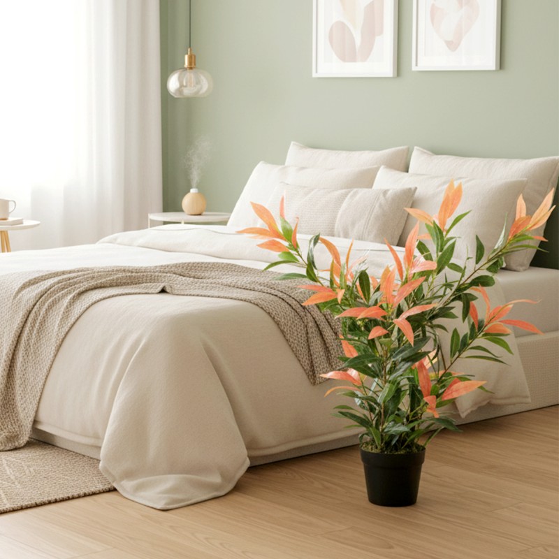 Keinotekoinen koristekasvi 90 cm, 300 lehteä, muovi, punavihreä