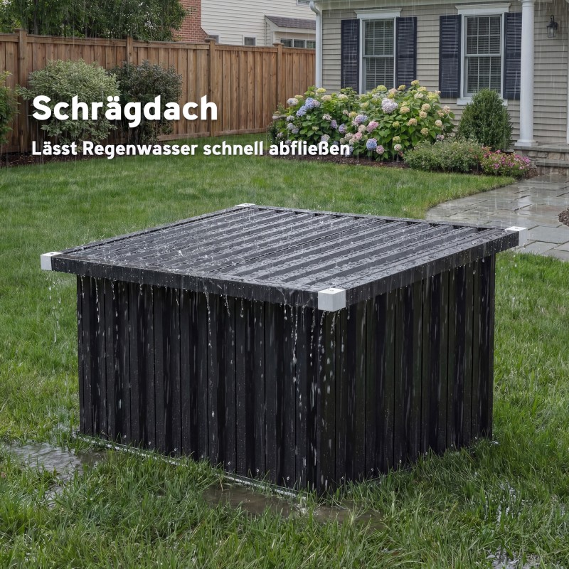 Robottiruohonleikkurin teräsuoja, kuumasinkitty, vino kattorakenne, 108 x 86 x 62,5 cm, tummanharmaa