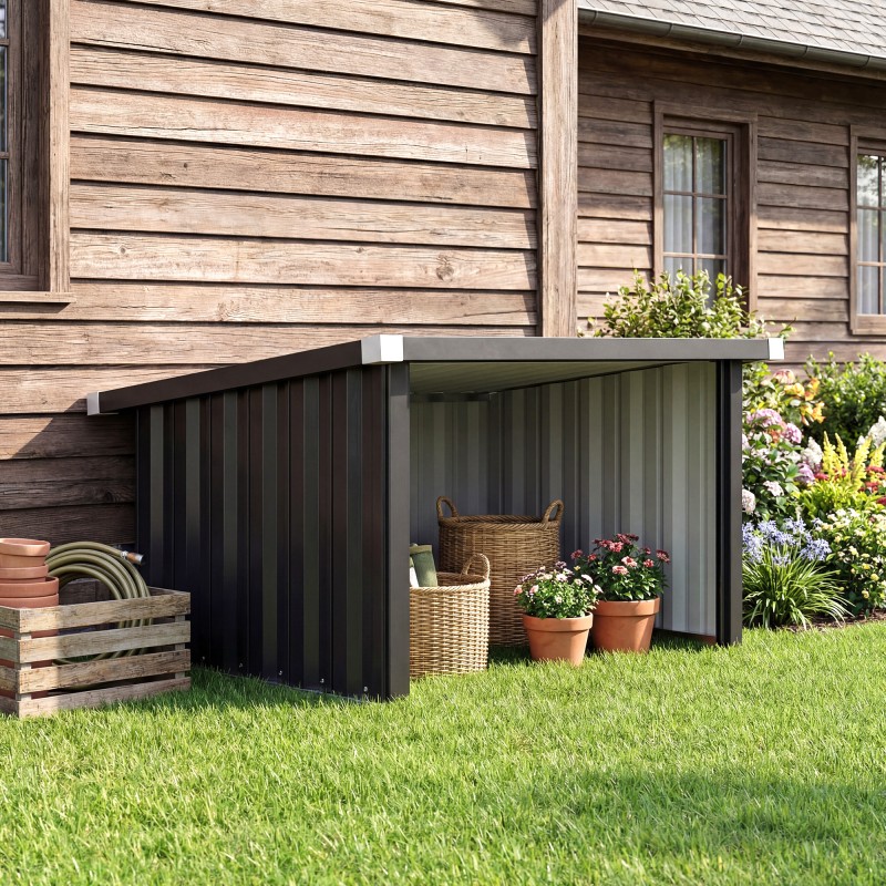 Robottiruohonleikkurin teräsuoja, kuumasinkitty, vino kattorakenne, 108 x 86 x 62,5 cm, tummanharmaa