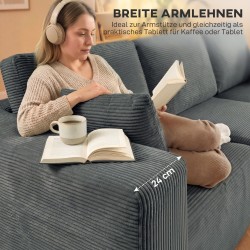 Modulaarinen L-muotoinen kulmasohva vuodesohvatoiminnolla, vakosamettia, 267/192 cm, tummanharmaa