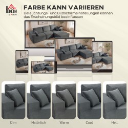 Modulaarinen L-muotoinen kulmasohva vuodesohvatoiminnolla, vakosamettia, 267/192 cm, tummanharmaa