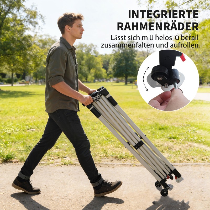 Pop up -paviljonki ulkokäyttöön 3 x 3 m, vedenpitävä UV50+, metallirunko, valkoinen, hiekkapusseilla