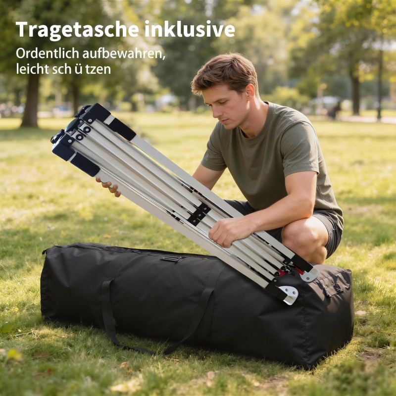 Pop up -paviljonki ulkokäyttöön 3 x 3 m, vedenpitävä UV50+, metallirunko, valkoinen, hiekkapusseilla