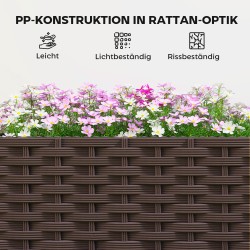 Parvekeistutuslaatikko muovi 3‑osainen itsekastelujärjestelmällä 120 x 40 x 37 cm ruskea